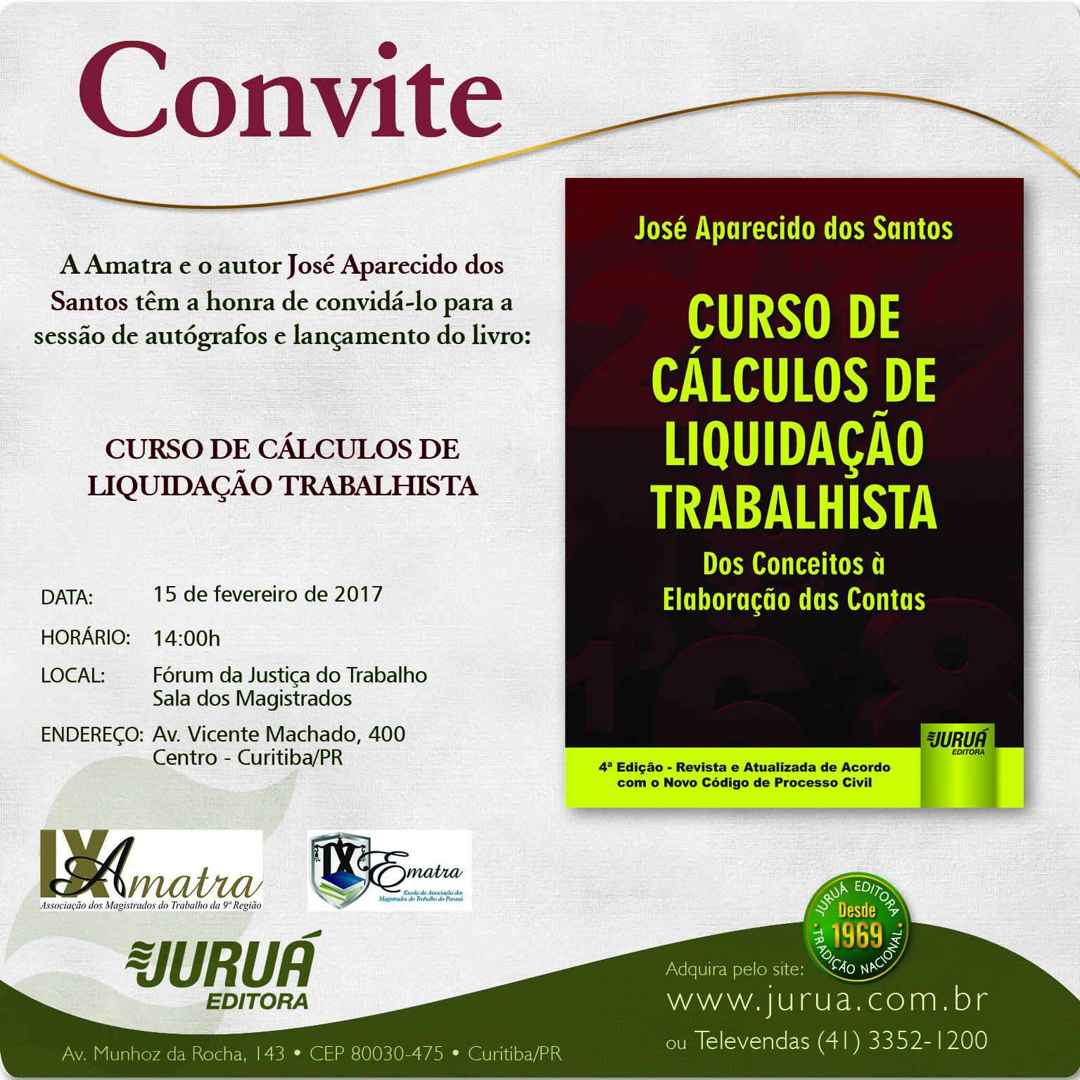 CONVITE - CURSO DE CALCULOS DE LIQUIDAÇÃO